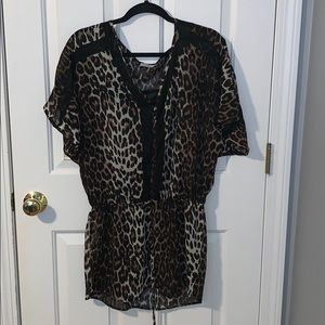 Cheetah print swim cover up dress